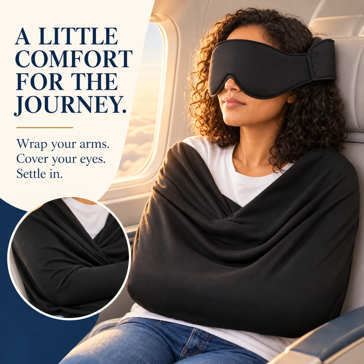 ✈️ Arm-Wrapping Travel Sleep System – Wraparound Comfort & Eye Coverage