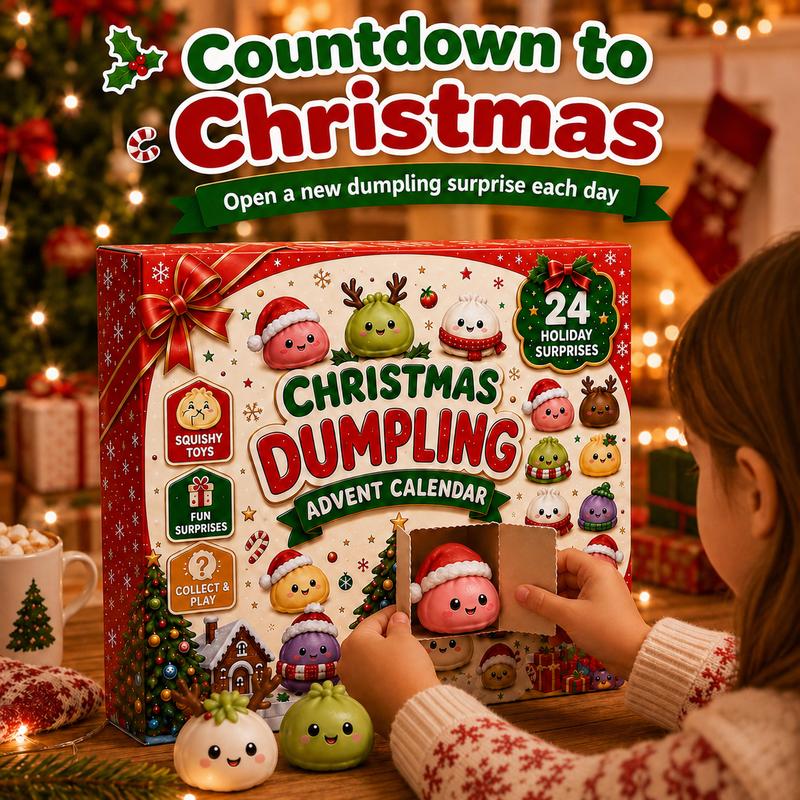 2026 Christmas Mini Squishies Advent Calendar - 24-Day Dumpling Squishies Countdown Play Set with Glitter Squeeze Toys, Squishy Box Set Kids Toys, Cool Gifts for Kids Squishy Dumplings Squishies Squishy Kit