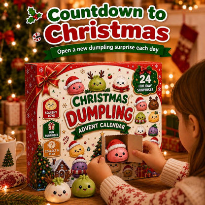 2026 Christmas Mini Squishies Advent Calendar - 24-Day Dumpling Squishies Countdown Play Set with Glitter Squeeze Toys, Squishy Box Set Kids Toys, Cool Gifts for Kids Squishy Dumplings Squishies Squishy Kit