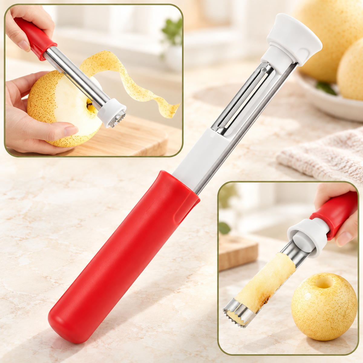ApplePrep 2-in-1 Fruit Prep Tool 🍽️Core. Peel. Prepare. — All In One Simple Motion.
