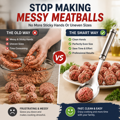 🍝 2-Pack Stainless Steel Meatball Maker Spoon – Make Perfect Meatballs Without Messy Hands 💖