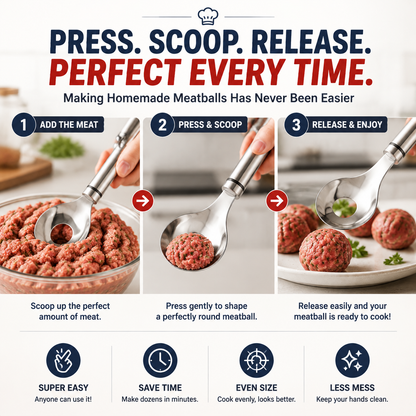 🍝 2-Pack Stainless Steel Meatball Maker Spoon – Make Perfect Meatballs Without Messy Hands 💖