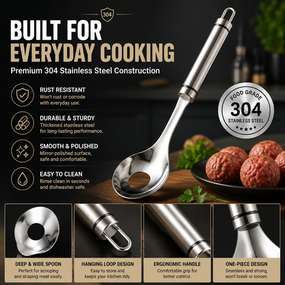 🍝 2-Pack Stainless Steel Meatball Maker Spoon – Make Perfect Meatballs Without Messy Hands 💖