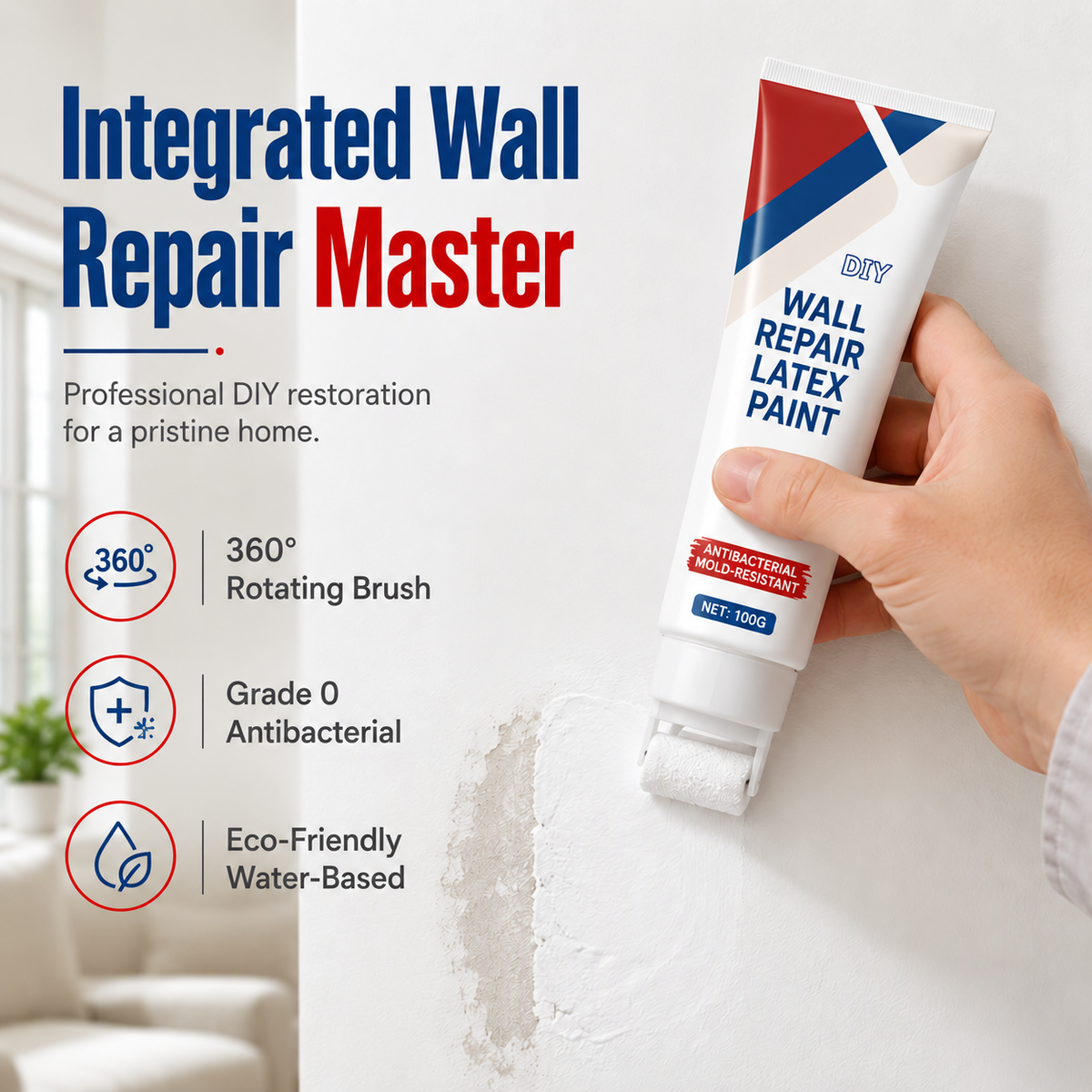 🥳2026 HOT SALE🥳💞50K+ SOLD! 🥩🍴 56% OFF!All-in-One Wall Repair Paste with Roller Brush