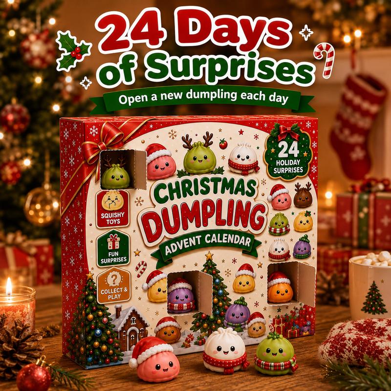 2026 Christmas Mini Squishies Advent Calendar - 24-Day Dumpling Squishies Countdown Play Set with Glitter Squeeze Toys, Squishy Box Set Kids Toys, Cool Gifts for Kids Squishy Dumplings Squishies Squishy Kit