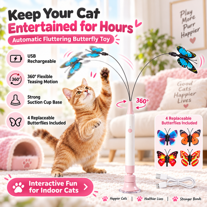 SmartFly Butterfly Cat Toy 🦋 Flutter. Chase. Exercise. — Keep Your Cat Active & Happy.
