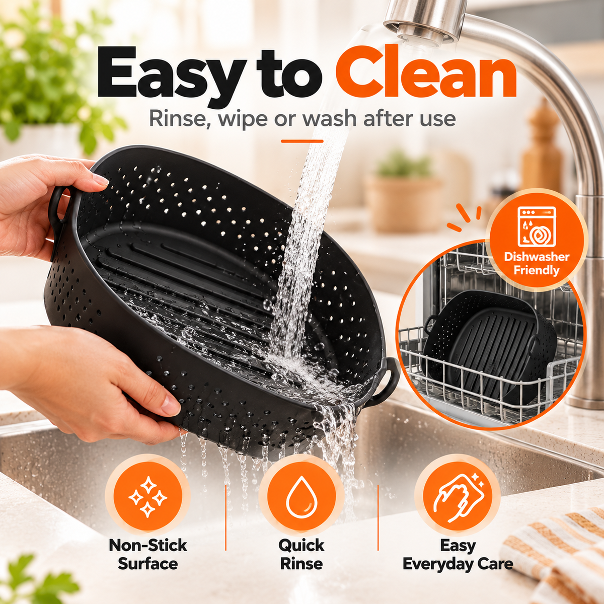 🔥✨Reusable Silicone Air Fryer Liner, 8 Inches