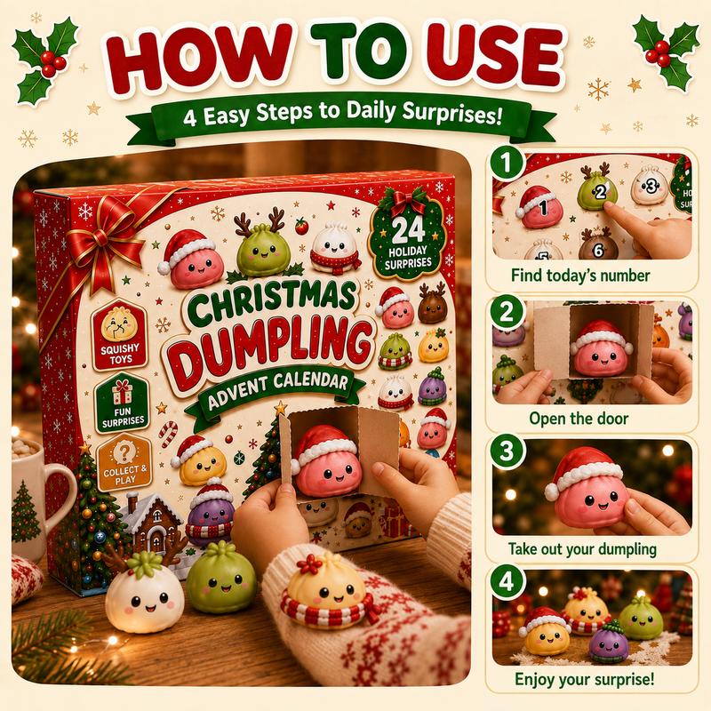 2026 Christmas Mini Squishies Advent Calendar - 24-Day Dumpling Squishies Countdown Play Set with Glitter Squeeze Toys, Squishy Box Set Kids Toys, Cool Gifts for Kids Squishy Dumplings Squishies Squishy Kit