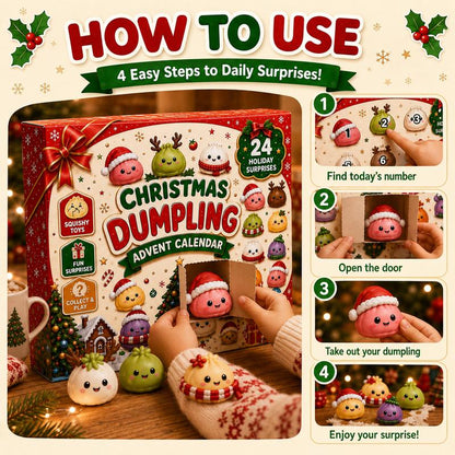 2026 Christmas Mini Squishies Advent Calendar - 24-Day Dumpling Squishies Countdown Play Set with Glitter Squeeze Toys, Squishy Box Set Kids Toys, Cool Gifts for Kids Squishy Dumplings Squishies Squishy Kit