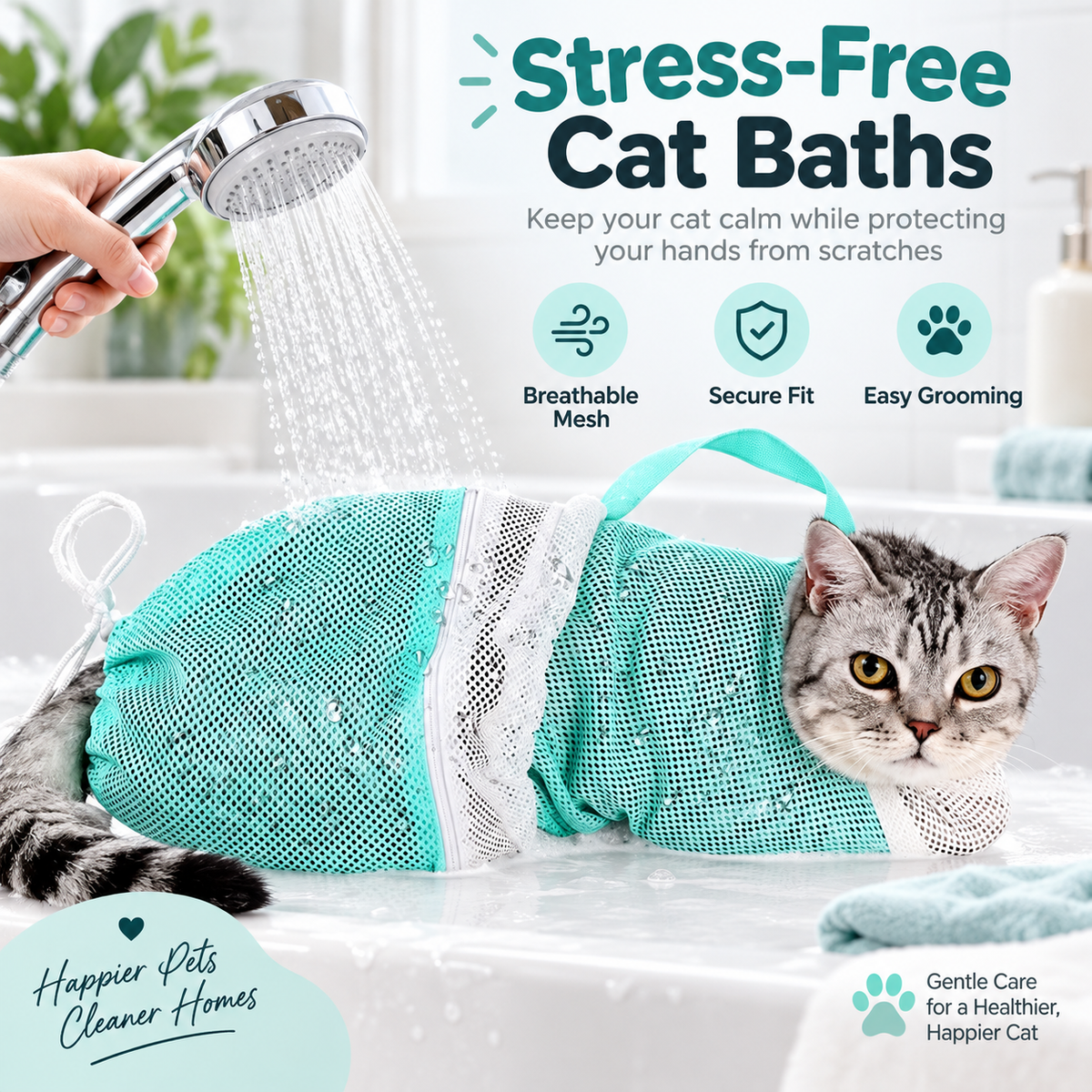 CatSafe Grooming Bag 🐾 Wash. Protect. Care. — A Safer Way To Bathe Your Cat.