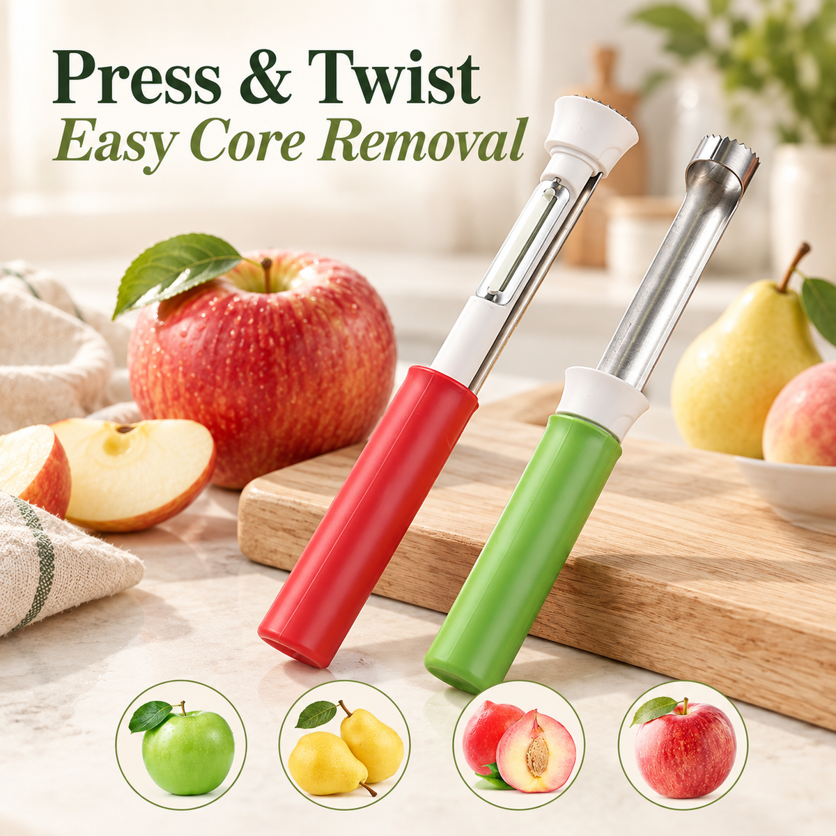 ApplePrep 2-in-1 Fruit Prep Tool 🍽️Core. Peel. Prepare. — All In One Simple Motion.