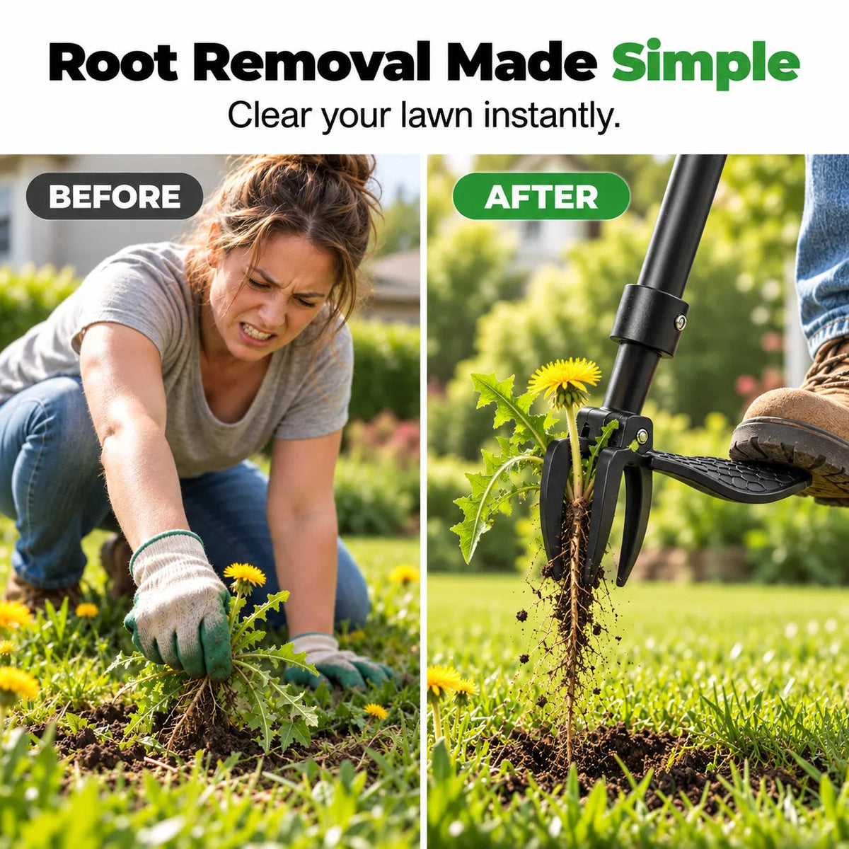 RootMaster Garden Weed Puller - Easy Root Removal Tool for a Cleaner Garden 🔥