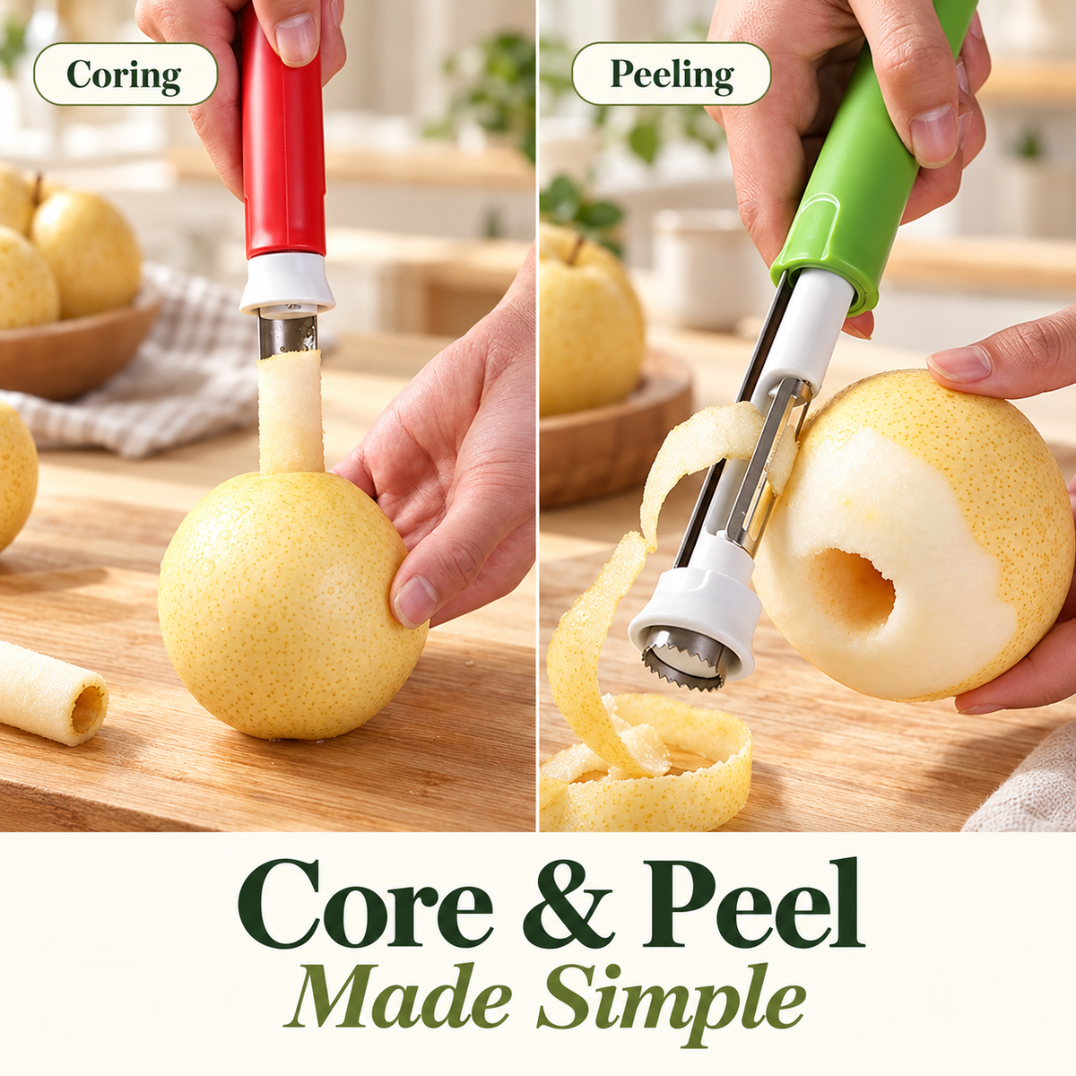 ApplePrep 2-in-1 Fruit Prep Tool 🍽️Core. Peel. Prepare. — All In One Simple Motion.