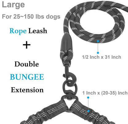 Heavy Duty Dog Leash with Shock Absorbing Bungee