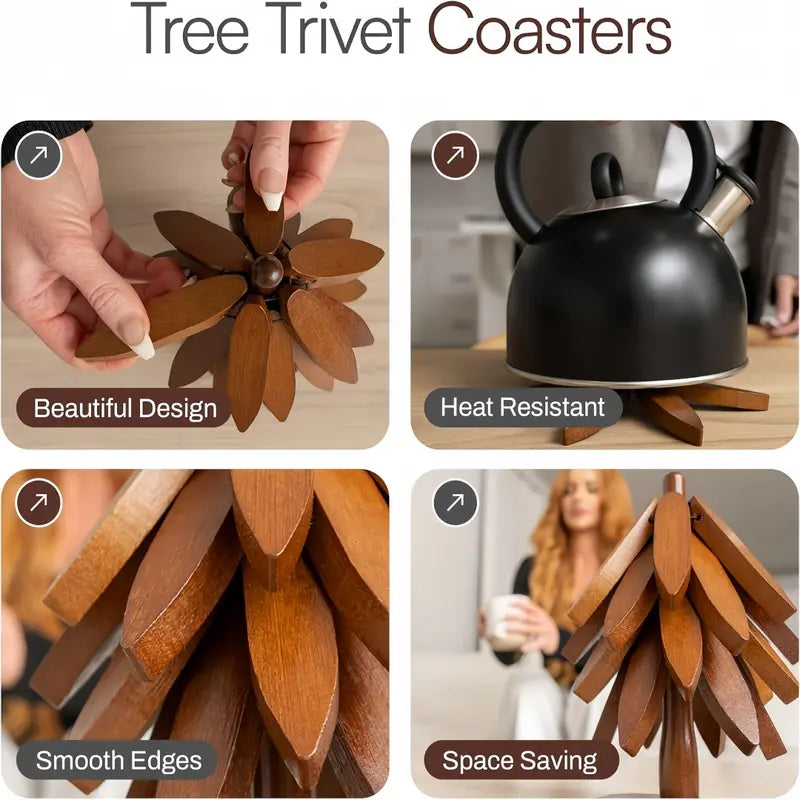 Everwood Tree Coaster Set🪾A Beautiful Wooden Centerpiece That Keeps Your Table Protected