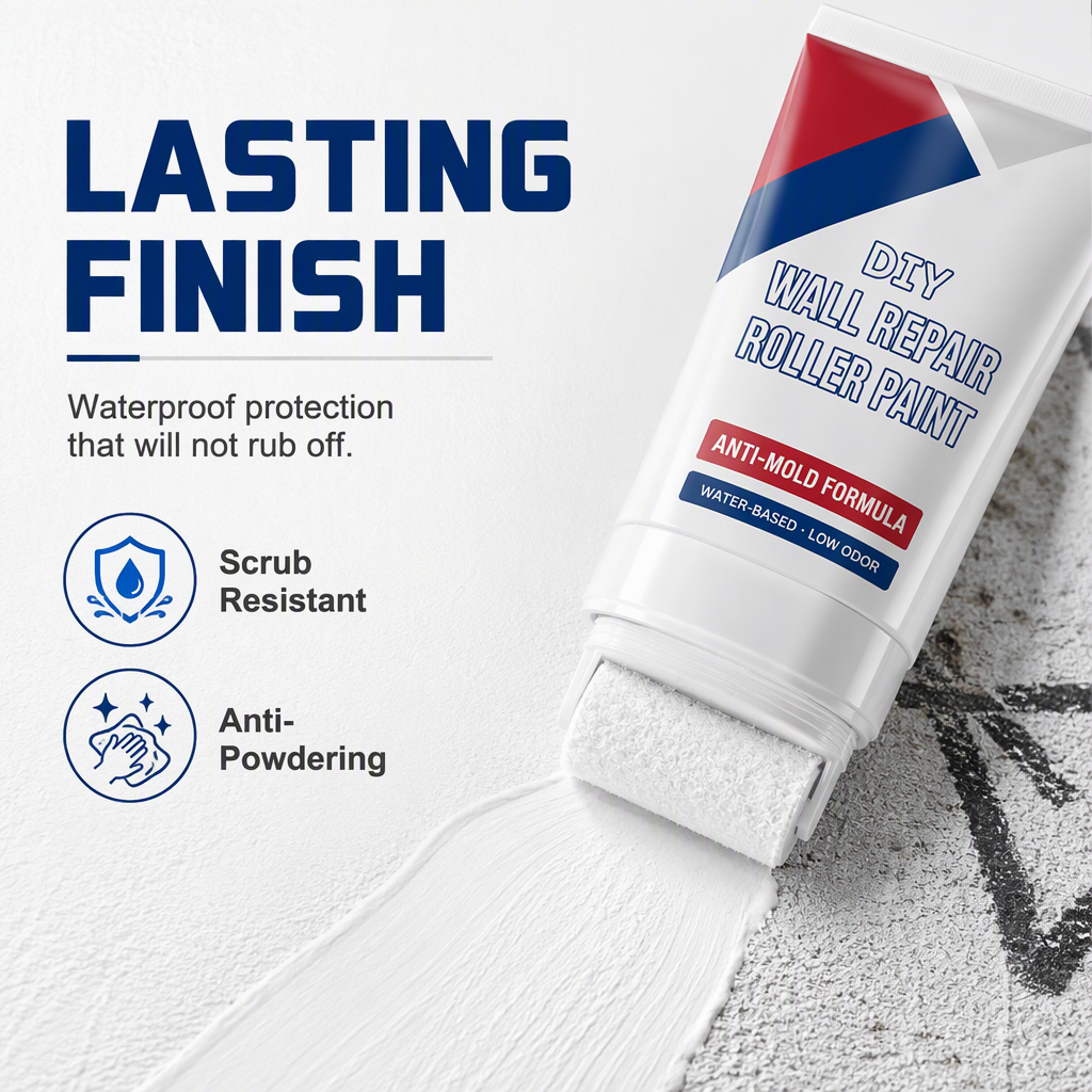🥳2026 HOT SALE🥳💞50K+ SOLD! 🥩🍴 56% OFF!All-in-One Wall Repair Paste with Roller Brush