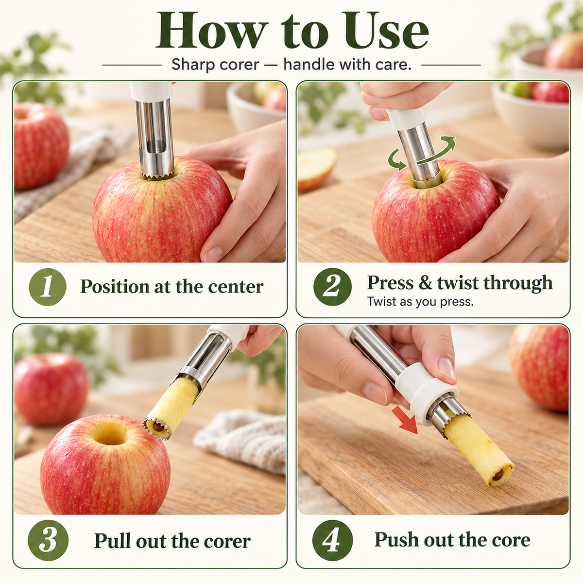 ApplePrep 2-in-1 Fruit Prep Tool 🍽️Core. Peel. Prepare. — All In One Simple Motion.