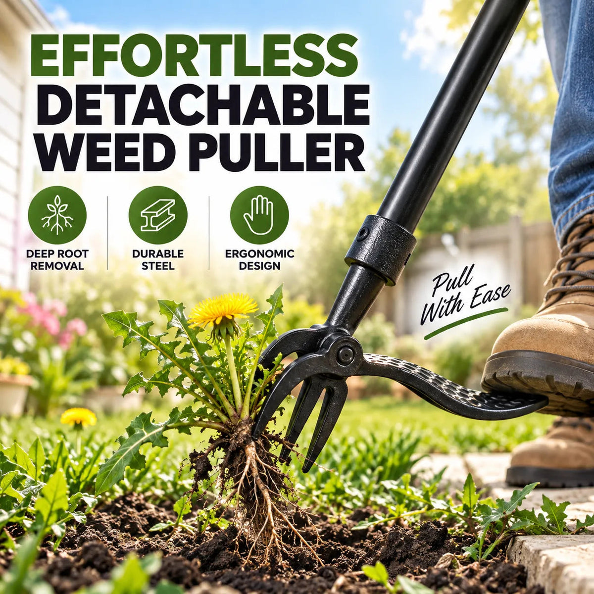 RootMaster Garden Weed Puller - Easy Root Removal Tool for a Cleaner Garden 🔥