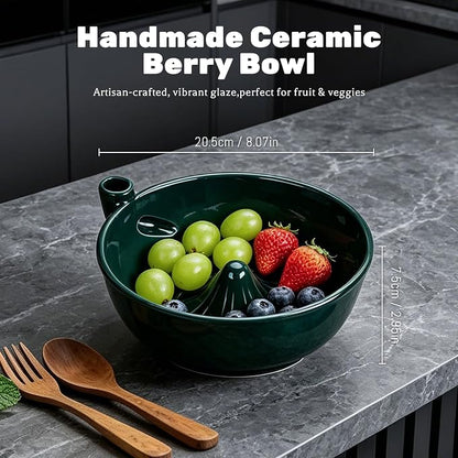 Ceramic Berry Washing Bowl with Auto-Spin Swirl Drainage 🔥