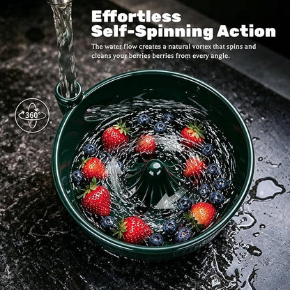 Ceramic Berry Washing Bowl with Auto-Spin Swirl Drainage 🔥