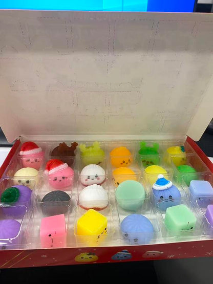 2026 Christmas Mini Squishies Advent Calendar - 24-Day Dumpling Squishies Countdown Play Set with Glitter Squeeze Toys, Squishy Box Set Kids Toys, Cool Gifts for Kids Squishy Dumplings Squishies Squishy Kit