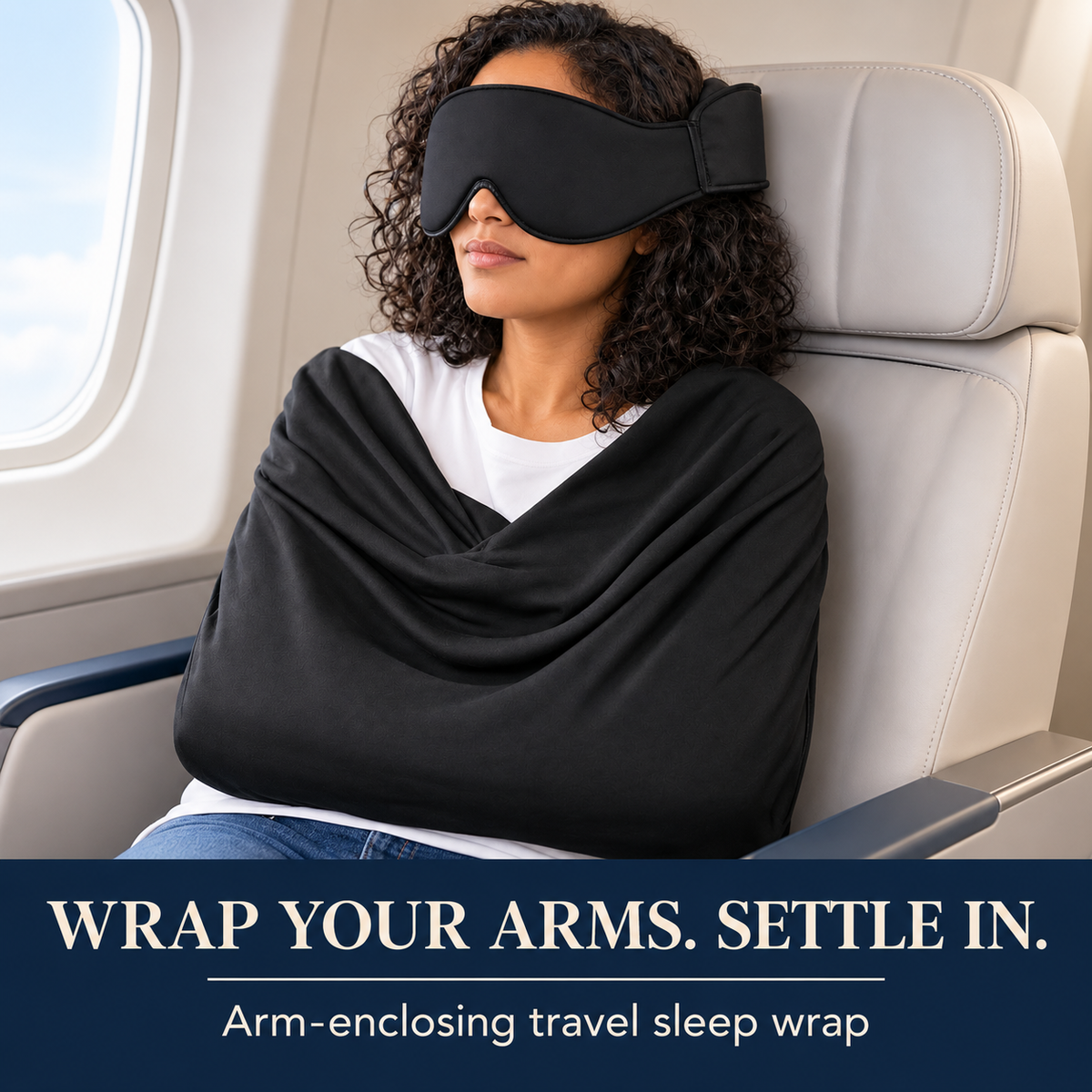 ✈️ Arm-Wrapping Travel Sleep System – Wraparound Comfort & Eye Coverage