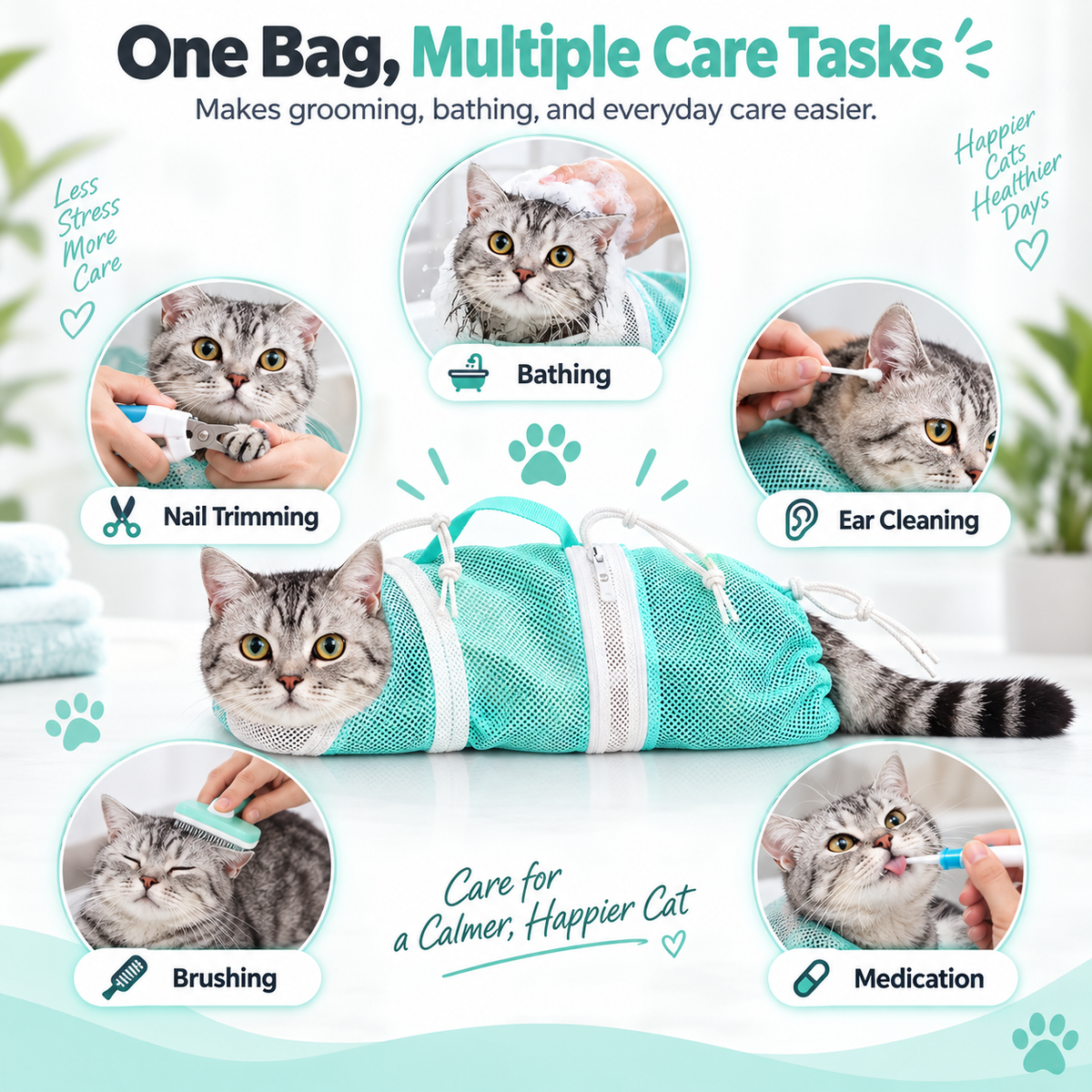 CatSafe Grooming Bag 🐾 Wash. Protect. Care. — A Safer Way To Bathe Your Cat.