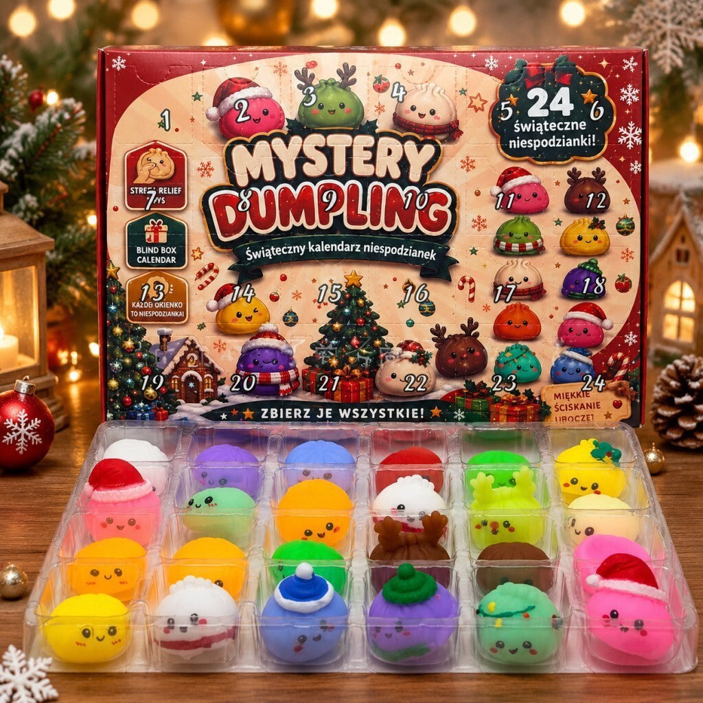 2026 Christmas Mini Squishies Advent Calendar - 24-Day Dumpling Squishies Countdown Play Set with Glitter Squeeze Toys, Squishy Box Set Kids Toys, Cool Gifts for Kids Squishy Dumplings Squishies Squishy Kit