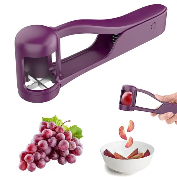 Stainless Steel Grape & Cherry Tomato Cutter – Safe One-Press Quarter Slicer for Toddlers & Kids