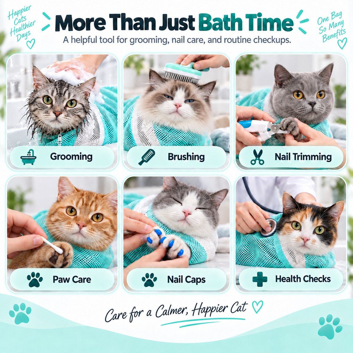 CatSafe Grooming Bag 🐾 Wash. Protect. Care. — A Safer Way To Bathe Your Cat.