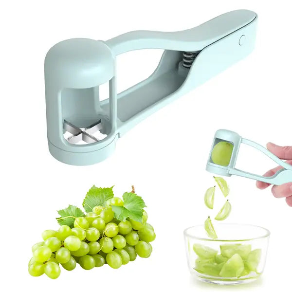 Stainless Steel Grape & Cherry Tomato Cutter – Safe One-Press Quarter Slicer for Toddlers & Kids