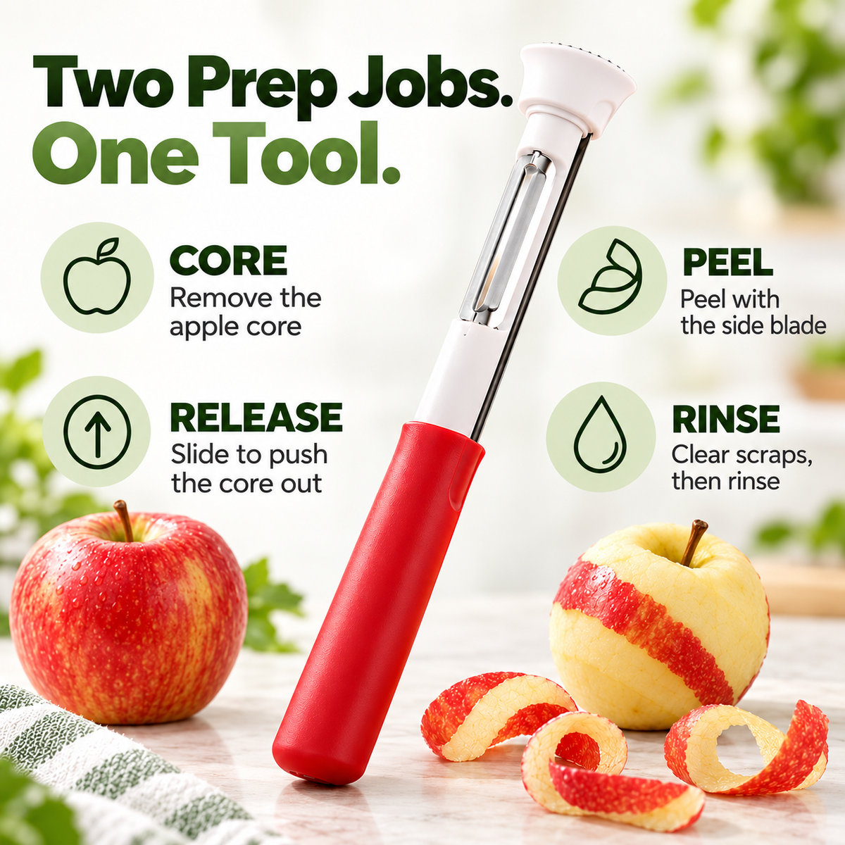 Resamosa 2-in-1 Fruit & Vegetable Peeler & Corer — Prep Produce with Ease