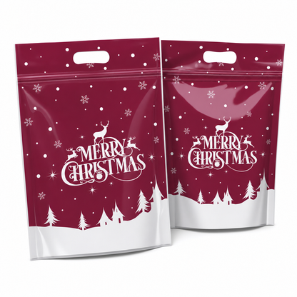 ⏳LAST DAY SALE 50% OFF 🎅🔥50 Pack Christmas Candy Bags Cartoon Stand Up Zipper Pouches for Snowflake Crisp Cookie and Baking Food Packaging