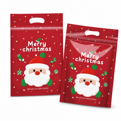 ⏳LAST DAY SALE 50% OFF 🎅🔥50 Pack Christmas Candy Bags Cartoon Stand Up Zipper Pouches for Snowflake Crisp Cookie and Baking Food Packaging