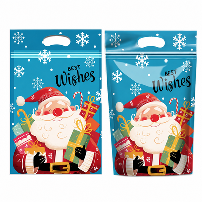 ⏳LAST DAY SALE 50% OFF 🎅🔥50 Pack Christmas Candy Bags Cartoon Stand Up Zipper Pouches for Snowflake Crisp Cookie and Baking Food Packaging