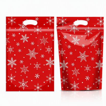⏳LAST DAY SALE 50% OFF 🎅🔥50 Pack Christmas Candy Bags Cartoon Stand Up Zipper Pouches for Snowflake Crisp Cookie and Baking Food Packaging