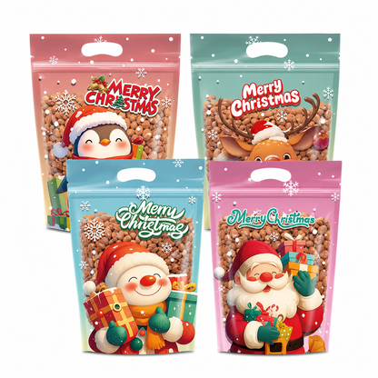 ⏳LAST DAY SALE 50% OFF 🎅🔥50 Pack Christmas Candy Bags Cartoon Stand Up Zipper Pouches for Snowflake Crisp Cookie and Baking Food Packaging